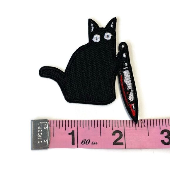 Spooky Killing Black Cat Embroidered Patch - Picture 3 of 4